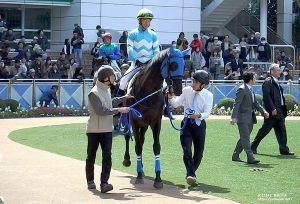 パドックのアーリーサプライズと北村宏騎手