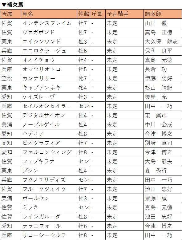 サマーチャンピオン・補欠馬