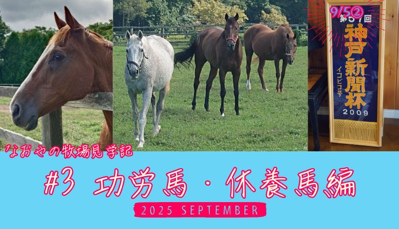 なおやの牧場見学記2025#03 功労馬・休養馬編・タイトル