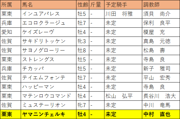 第26回 サマーチャンピオン・選定馬