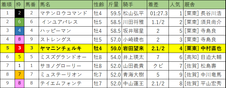 サマーチャンピオン・レース結果