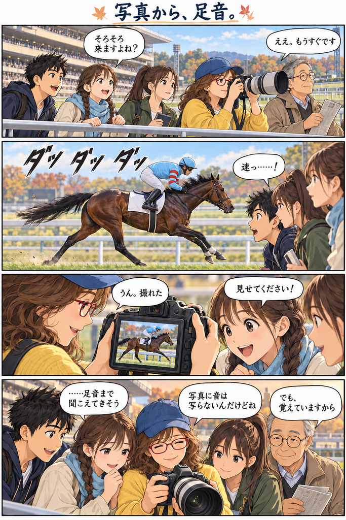 レンズさんのファインダー越し・秋競馬・5人で見つめる